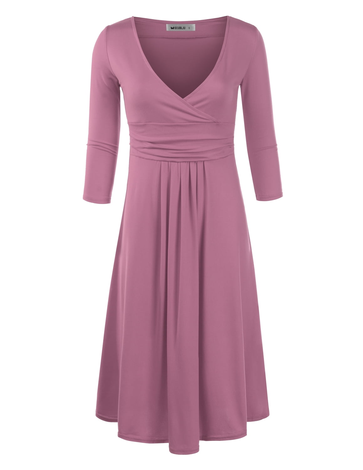 Doublju Women's Long Sleeve Casual Plain Simple T-Shirt Loose Dress MAUVE  2XL Plus Size - Walmart.com